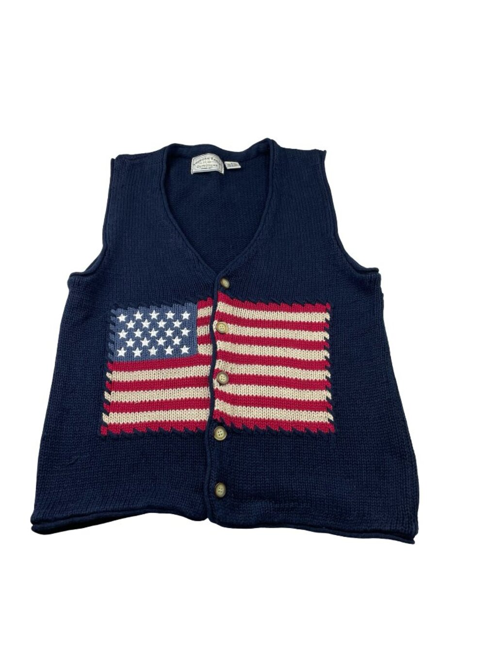 VTG American Eagle Outfitters Men's USA Flag Button Sweater Vest Navy • Small